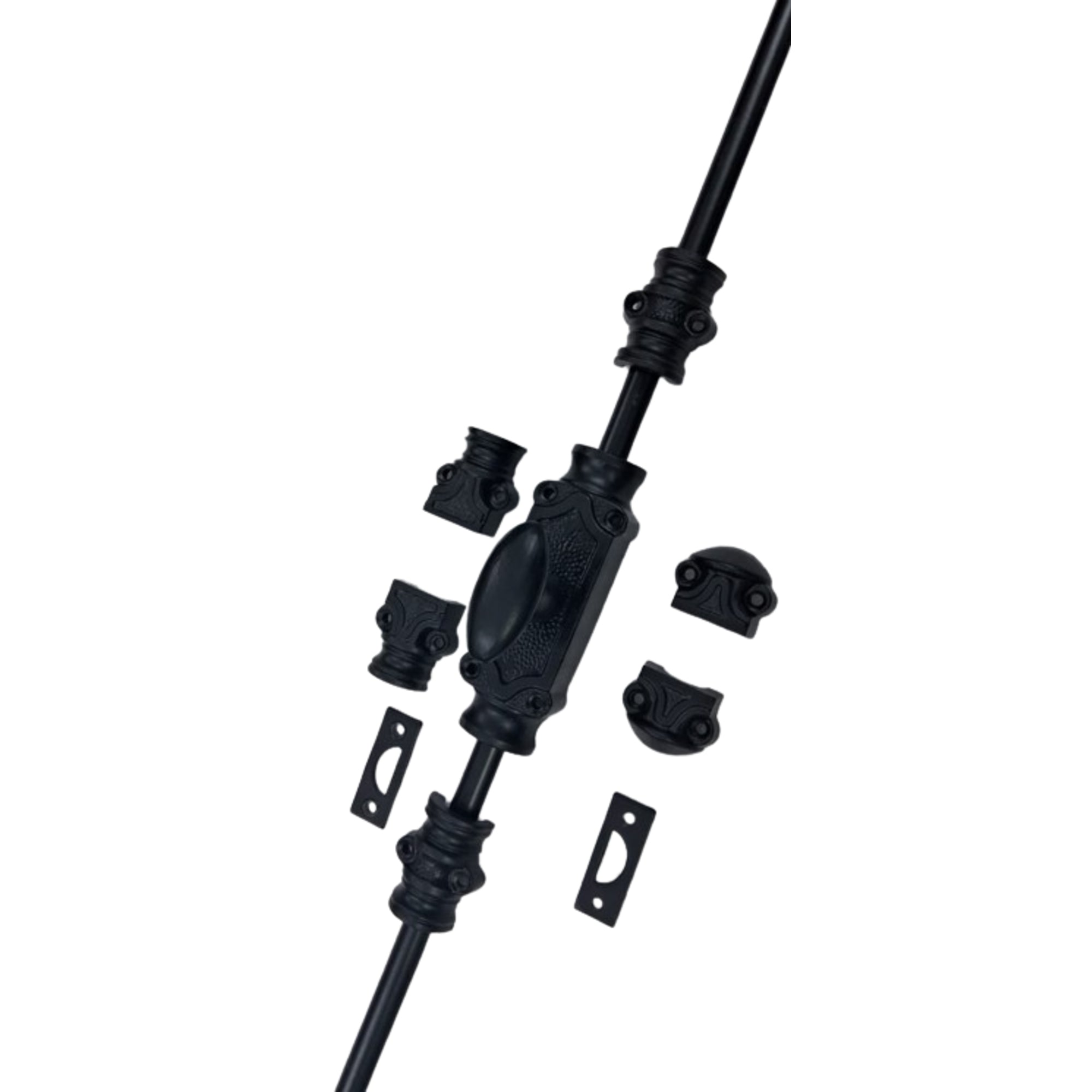 Hamilton Brass Stepney Window Iron Espagnolette Bolt or Cremone Bolt Hardware 6 feet Black Powder Coated Up to 6 feet