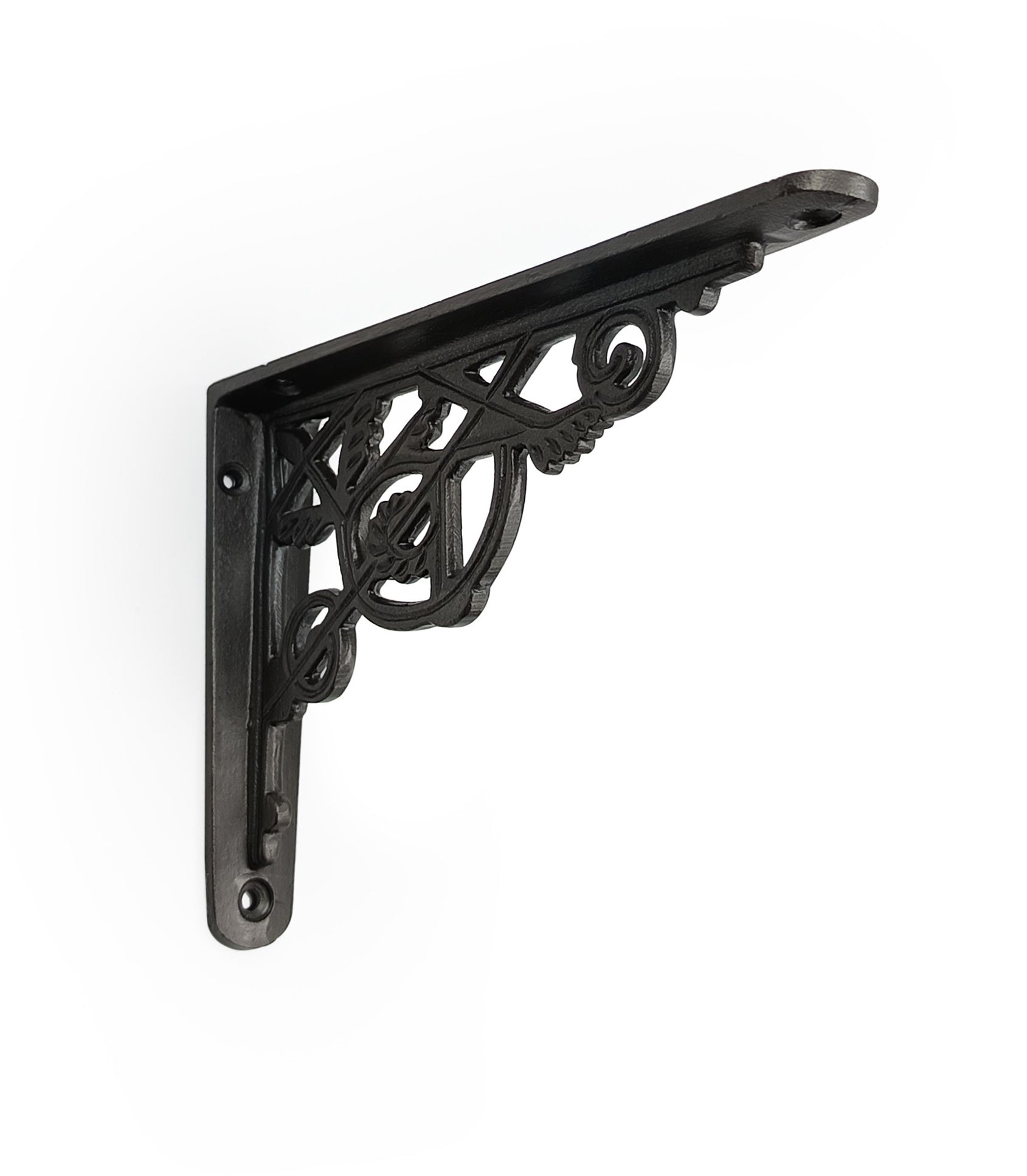 Hamilton Brass Decorative Black Antique Cast Iron Shelf Bracket | 155 mm x 114 Heavy Duty Wall Mount Support for Shelves, Kitchen, Garden, Home Decor Vintage Style with Durable Finish