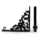 Hamilton Brass Heavy Duty Shelf Bracket | Black Powder Coated Cast Iron Finish | Length: 300mm, Height: 225mm, Width: 25mm, Thickness: 5mm, Hole: 6mm | Wall Mount Support for Glass Shelves