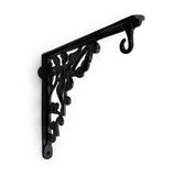 Hamilton Brass Heavy Duty Shelf Bracket | Black Powder Coated Cast Iron Finish | Length: 300mm, Height: 225mm, Width: 25mm, Thickness: 5mm, Hole: 6mm | Wall Mount Support for Glass Shelves