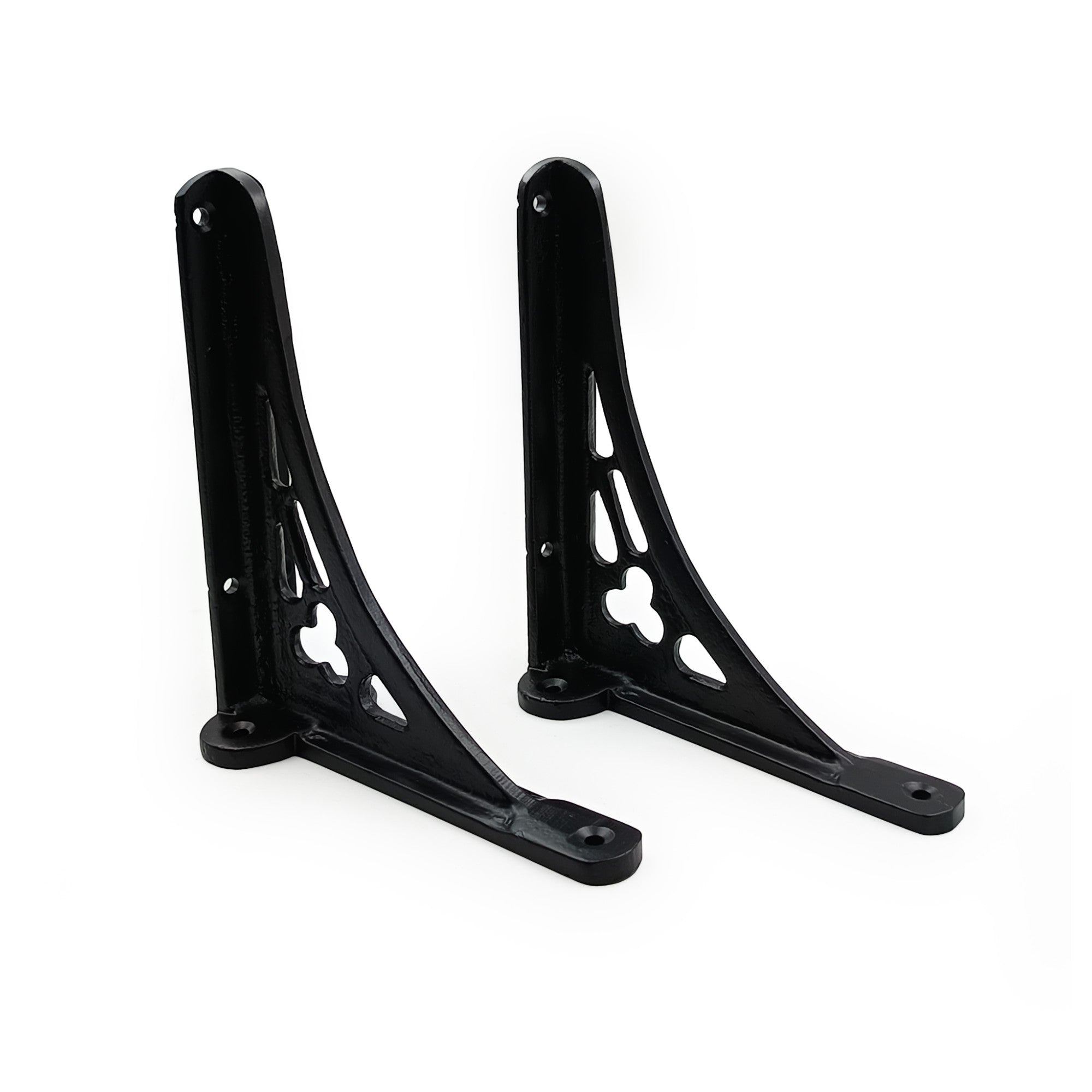 Cast Iron Shelf Bracket | 160 mm x 142 Black Powder Coated Heavy Duty Wall Mount with Multiple Screw Holes for Shelves, Kitchen, Garden, Home Decor | Durable Vintage Style, Black