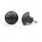 Hamilton Brass Cast Iron Black Cabinet Knob | Antique Iron Durable Rustic Drawer Pull Handle for Kitchen, Bedroom, Wardrobe, Dresser, Cupboard Round Vintage Hardware with Screw Included