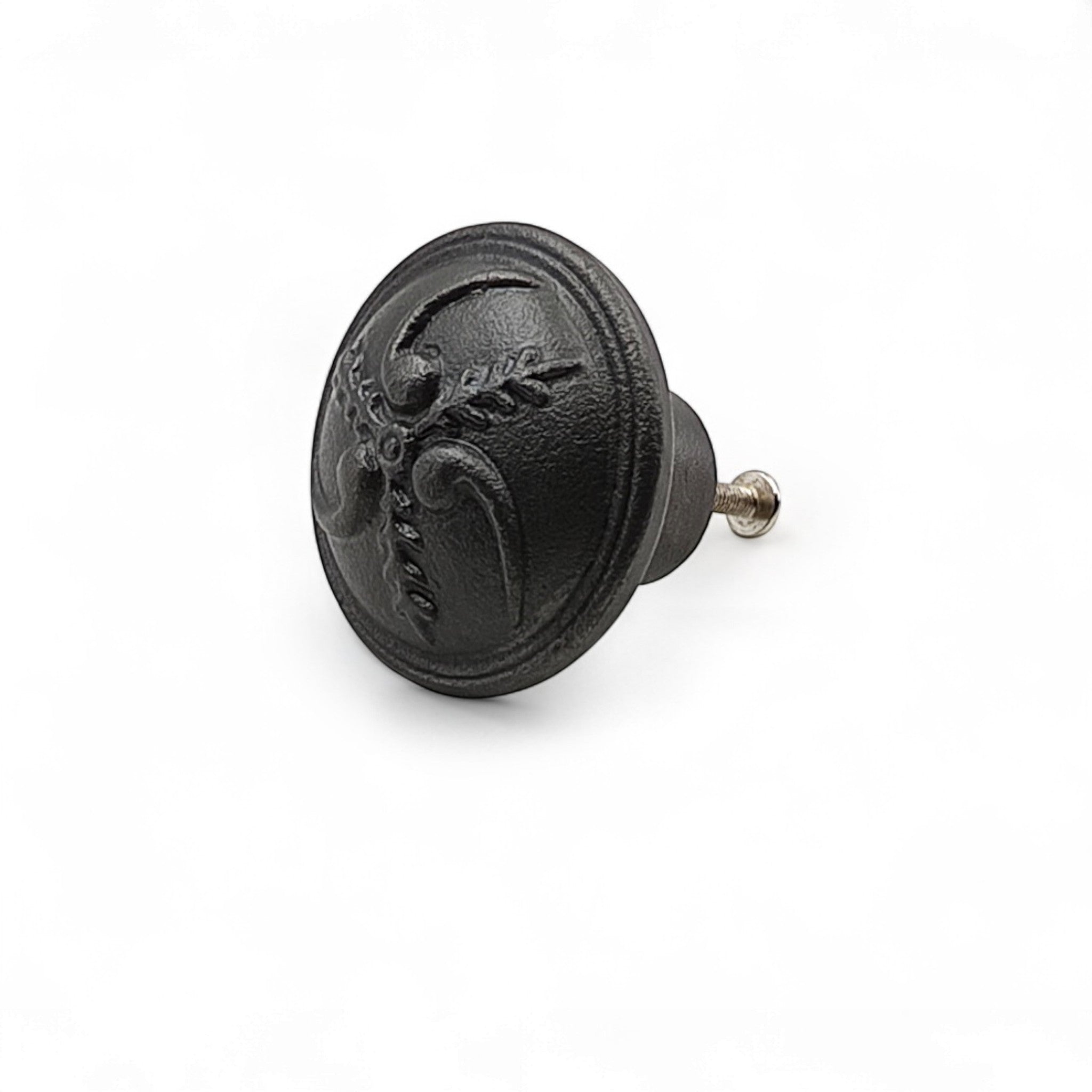 Hamilton Brass Cast Iron Black Cabinet Knob | Antique Iron Durable Rustic Drawer Pull Handle for Kitchen, Bedroom, Wardrobe, Dresser, Cupboard Round Vintage Hardware with Screw Included