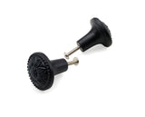 Hamilton Brass Decorative Cast Iron Knob Black Powder Coated | Sunflower Design Cabinet Handle Detailed Border for Drawers, Cupboards, Kitchen Cabinets, (36mm x 37mm 55mm)