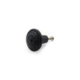 Hamilton Brass Decorative Cast Iron Knob Black Powder Coated | Sunflower Design Cabinet Handle Detailed Border for Drawers, Cupboards, Kitchen Cabinets, (36mm x 37mm 55mm)