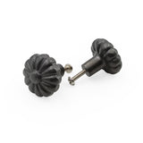 Hamilton Brass Decorative Black Cast Iron Knob | Antique Iron Pumpkin Shape Cabinet Pull Handle for Drawers, Dressers, Cupboards, Furniture | 36mm x 34mm 50mm with 14mm Screw