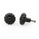 Hamilton Brass Decorative Black Cast Iron Knob | Antique Iron Pumpkin Shape Cabinet Pull Handle for Drawers, Dressers, Cupboards, Furniture | 36mm x 34mm 50mm with 14mm Screw