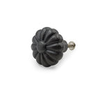 Hamilton Brass Decorative Black Cast Iron Knob | Antique Iron Pumpkin Shape Cabinet Pull Handle for Drawers, Dressers, Cupboards, Furniture | 36mm x 34mm 50mm with 14mm Screw