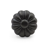 Hamilton Brass Decorative Black Cast Iron Knob | Antique Iron Pumpkin Shape Cabinet Pull Handle for Drawers, Dressers, Cupboards, Furniture | 36mm x 34mm 50mm with 14mm Screw