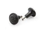 Hamilton Brass Decorative Black Cast Iron Knob | Antique Iron Sunflower Design Cabinet Handle Detailed Border for Drawers, Dressers, Cupboards, Kitchen Cabinets, (36mm x 37mm 55mm)