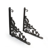 Hamilton Brass Heavy Duty Shelf Bracket | Black Powder Coated Cast Iron Finish | Length: 300mm, Height: 225mm, Width: 25mm, Thickness: 5mm, Hole: 6mm | Wall Mount Support for Glass Shelves