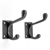 Wall Mounted Cast Iron Double Coat Hook | Antique Iron Finish | 73 mm Height × 75 mm Width × 47 mm Depth | Decorative Hanger for Coats, Hats, Bags | Compact Metal Hook for Home
