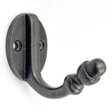 Wall Mounted Cast Iron Single Coat Hook | Antique Iron Finish | 60 mm Height × 70 mm Depth × 37 mm Width | Oval Base Decorative Hanger for Hats Keys Bags | Compact Hook for Home
