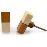 Rectangular Cabinet Knob | Wood & Resin Material Furniture Handle | Ceramic Finish Decorative Drawer Knob for Dressers, Cupboards | 52x21 mm Face | 29 mm Depth | 15 mm Thickness