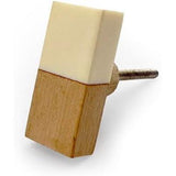 Rectangular Cabinet Knob | Wood & Resin Material Furniture Handle | Ceramic Finish Decorative Drawer Knob for Dressers, Cupboards | 52x21 mm Face | 29 mm Depth | 15 mm Thickness