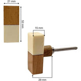 Rectangular Cabinet Knob | Wood & Resin Material Furniture Handle | Ceramic Finish Decorative Drawer Knob for Dressers, Cupboards | 52x21 mm Face | 29 mm Depth | 15 mm Thickness