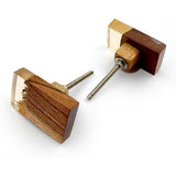 Rectangular Wood & Resin Knob Ceramic Finish Drawer Pull Handle | Decorative Cabinet Knob for Cupboards, Dressers, Wardrobes | 51x34 mm Face | 25.5 mm Depth | 11 mm Height