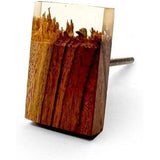 Rectangular Wood & Resin Knob Ceramic Finish Drawer Pull Handle | Decorative Cabinet Knob for Cupboards, Dressers, Wardrobes | 51x34 mm Face | 25.5 mm Depth | 11 mm Height