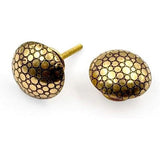 Round Brass Cabinet Knob Ceramic Finish | Decorative Furniture Pull Handle for Drawer Cupboard Dresser Kitchen Wardrobe | Diameter 38 mm x Projection 26 mm | Gold Tone Knobs