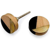 Round Brass Knob with Ceramic Finish | Black Handcrafted Geometric Pattern | Decorative Cabinet & Drawer | Knob for Dresser, Cupboard | 37x37 mm Face | 25 mm Depth | 78 mm Screw