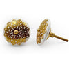 Round Decorative Cabinet Knob with Floral Overlay | Brass & Ceramic Material Furniture Handle | Ceramic Finish Drawer Knob for Wardrobes | 53mm Diameter, 27mm Height, 66mm Depth