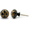 Round Horn Knob with Ceramic Finish | Brown & Black Handcrafted Checkered Pattern Decorative Cabinet & Drawer Pull | Knob for Dresser & Cupboard Stylish Furniture Hardware