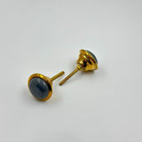 Round Knob with Ceramic Finish | Black & Gold Decorative Cabinet & Drawer | Resin & Brass Furniture Handle for Dresser, Wardrobe | 37.5x37.5 mm Face | 25.5 mm Depth | 65 mm Screw