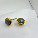 Round Knob with Ceramic Finish | Black & Gold Decorative Cabinet & Drawer | Resin & Brass Furniture Handle for Dresser, Wardrobe | 37.5x37.5 mm Face | 25.5 mm Depth | 65 mm Screw