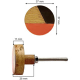 Round Knob with Ceramic Finish | Geometric Pattern | Decorative Cabinet & Drawer Pull | Knob for Wardrobe | Resin, Wood & Brass | 37x37 mm Face | 25 mm Depth | 78 mm Screw