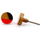 Round Knob with Ceramic Finish | Geometric Pattern | Decorative Cabinet & Drawer Pull | Knob for Wardrobe | Resin, Wood & Brass | 37x37 mm Face | 25 mm Depth | 78 mm Screw