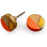 Round Knob with Ceramic Finish | Geometric Pattern | Decorative Cabinet & Drawer Pull | Knob for Wardrobe | Resin, Wood & Brass | 37x37 mm Face | 25 mm Depth | 78 mm Screw
