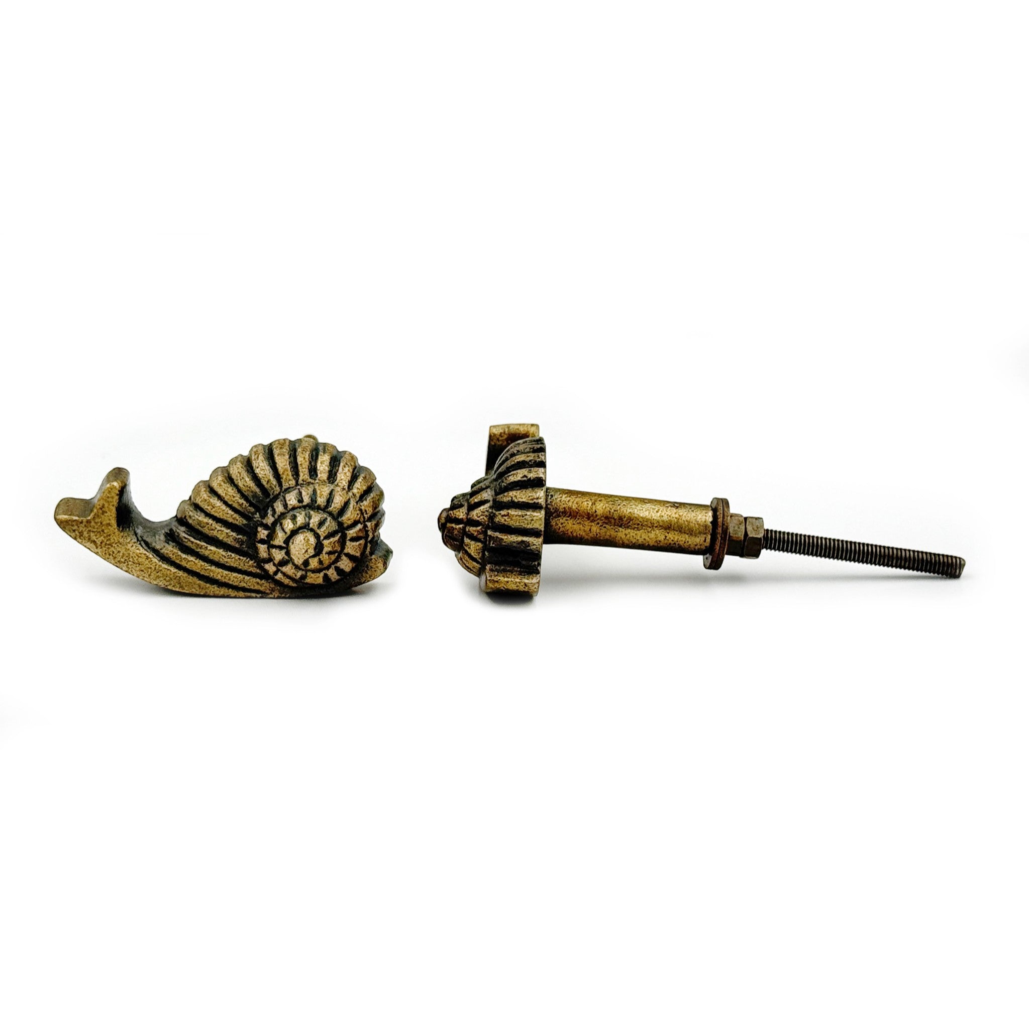 Snail Cabinet Knob | Antique Brass Decorative Drawer Pull Handle | Solid Brass Animal Knob for Dresser Wardrobe Cupboard | Vintage Furniture Hardware | 55x15 mm Unique Snail Design Pull