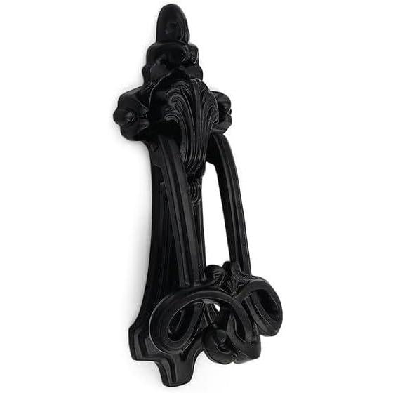 Vintage Cast Iron Door Knocker | Decorative Black Powder Coated Style Hardware Heavy Duty Black Metal for Front Doors, Gates & Entryways 210mm Tall, 155mm Wide, 34.5mm Depth