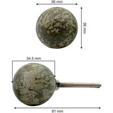 Wood Cabinet Knob | Ceramic Finish Round Drawer Pull Handle with Grey Textured Pattern | Decorative Knob for Dressers Wardrobes | 36x36 mm Face | 34.5 mm Depth | 81 mm Length