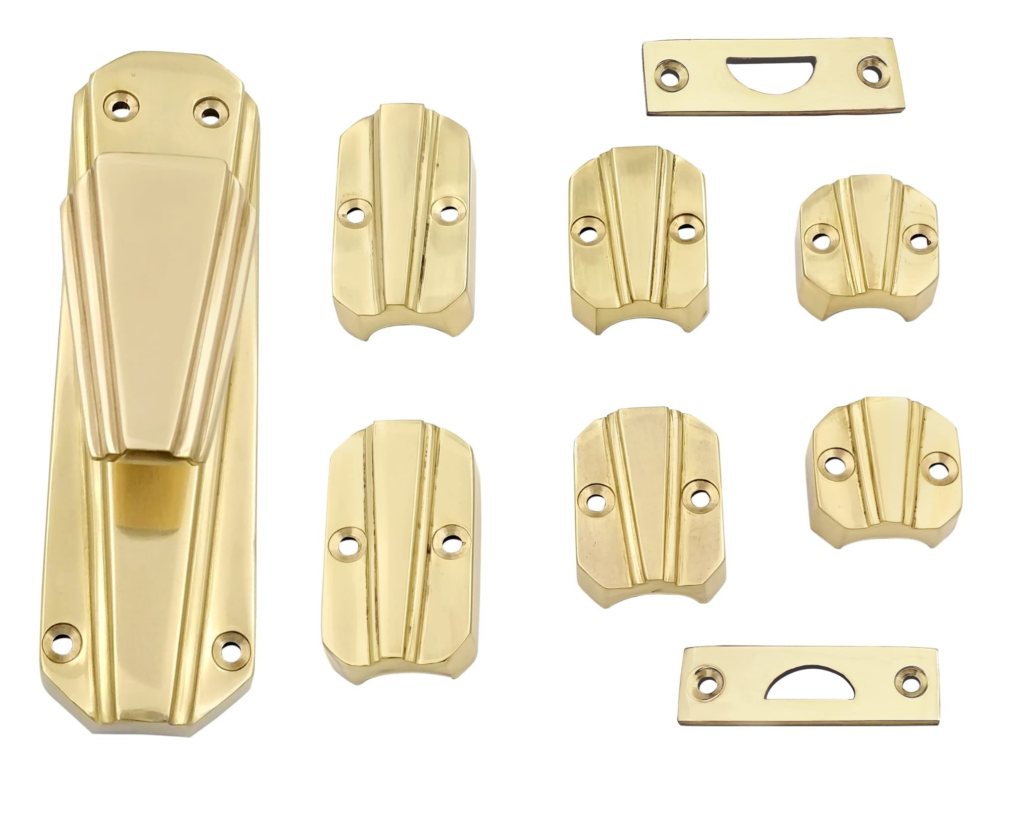 Hamilton Brass Art Deco Door Brass Espagnolette Bolt or Cremone Bolt 9 feet polished Brass Unlacquered Upto 9 feet Door