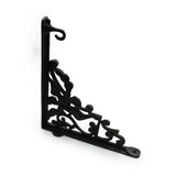 Hamilton Brass Heavy Duty Shelf Bracket | Black Powder Coated Cast Iron Finish | Length: 300mm, Height: 225mm, Width: 25mm, Thickness: 5mm, Hole: 6mm | Wall Mount Support for Glass Shelves